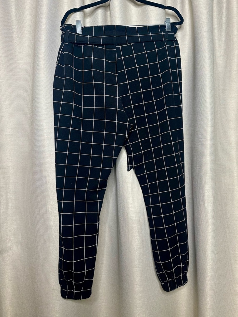 Streetwear Society Black Joggers with White Windowpane Grid